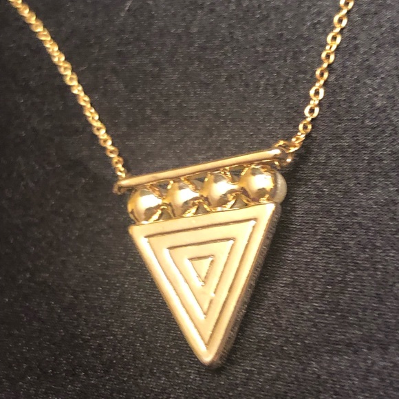 *6 for $10!* Gold Metal Triangle Charm Pearl Turquoise Geometric Aztec Necklace - Picture 3 of 9